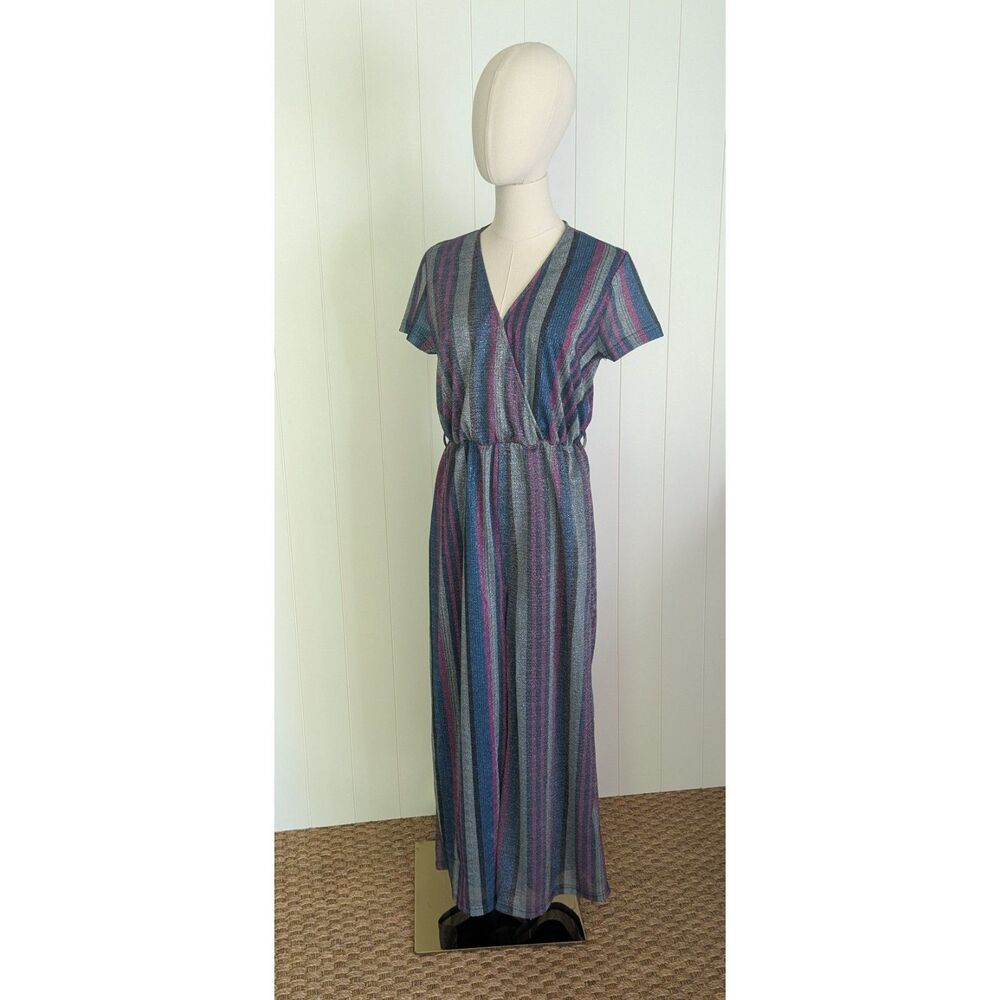 Unique 21 Brand Glittery Striped Short Sleeve Jumpsuit - NWT - Size 6